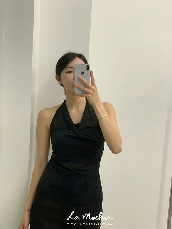 一片式垂墜綁帶薄紗背心